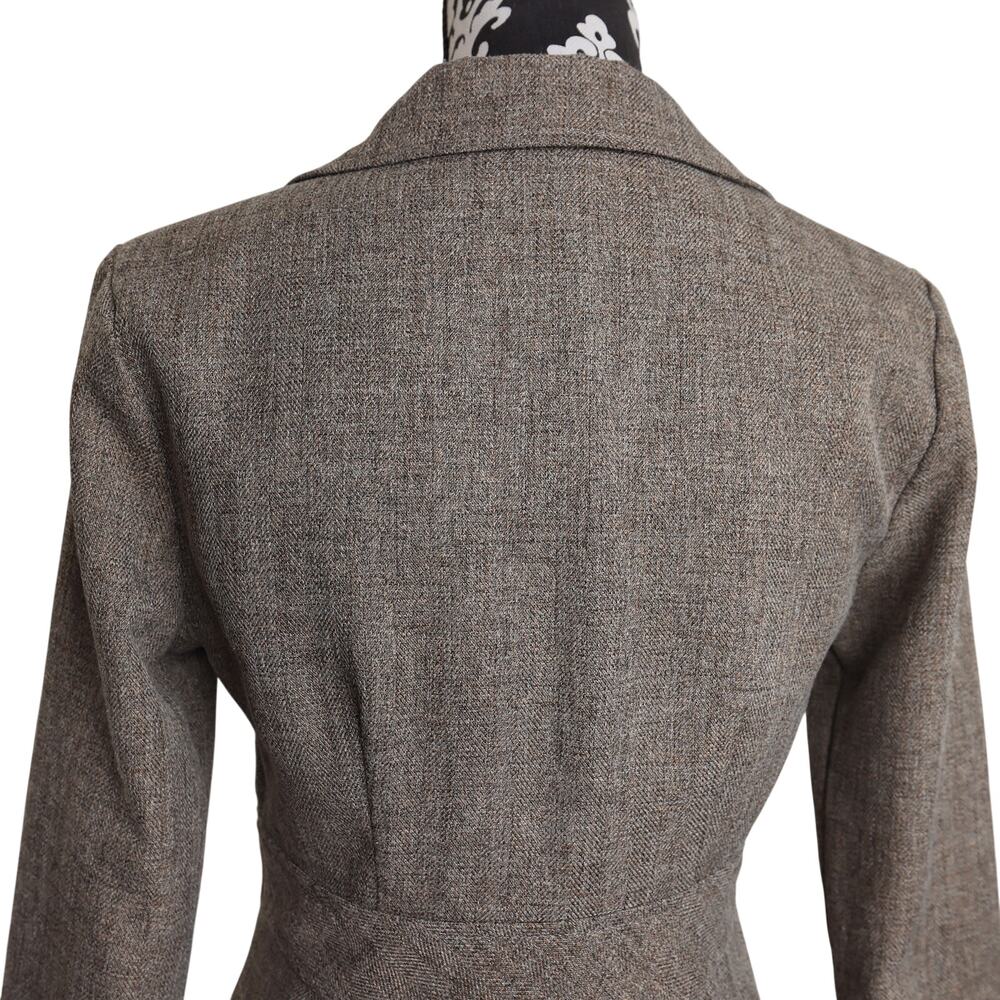 Women's Brown Retro Y2k Charlotte Russe Tweed 2-Button Career Blazer - Small - Picture 4 of 12